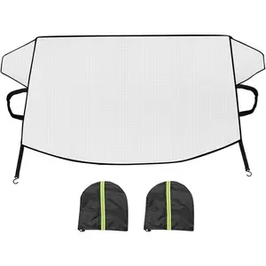Windshield Snow Cover, 4-Layer  Windshield Protection Cover with Side Mirror, Auto Windscreen Sun Shade for Ice Frost Sunlight, Universal for  Van Sedan