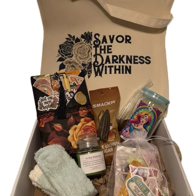 Blind Date with a Book Deluxe Box with Cup, Candle & Tote Personalized Mystery Book Bundle Curated Literary Adventure Gift for Readers with Personalization Options High Ratings & Customizable Reading Experience