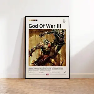 Vintage God Of War 3 Gaming Room Poster - Art Decor For Gamers - Ideal Gamer Gift & Wall Decor