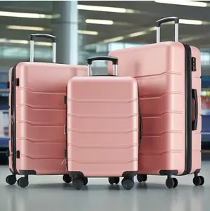 Set of 3 Hardside Luggage, Expandable Rolling Luggage with TSA Lock and Spinner Wheels, Pink