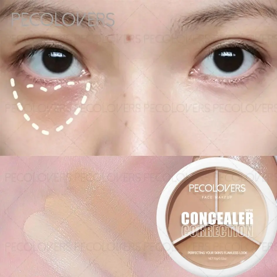 1pc Tri-Color Concealer Palette Eyeshadow Palette,Waterproof And Long-Lasting, Ideal for Dark Circles, Blemishes, And Imperfections, Perfect for a Natural Look