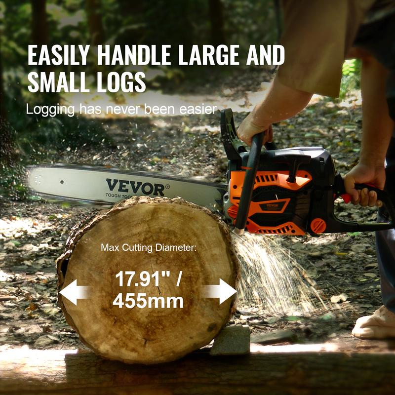 VEVOR Gas Chainsaw,  , 58CC 20" 3.22HP, Gasoline Powered Chain Saw, Handheld Cordless Petrol Chainsaws for Tree Wood Branch Cutting, Tree Trimming, Land Clearing, Farm Garden Ranch Forest Cutting Use