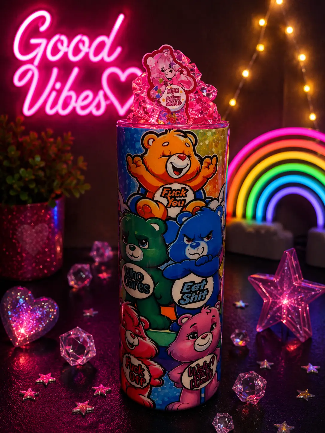 Unhinged Bears Stainless Steel Glitter Tumbler 🌈✨