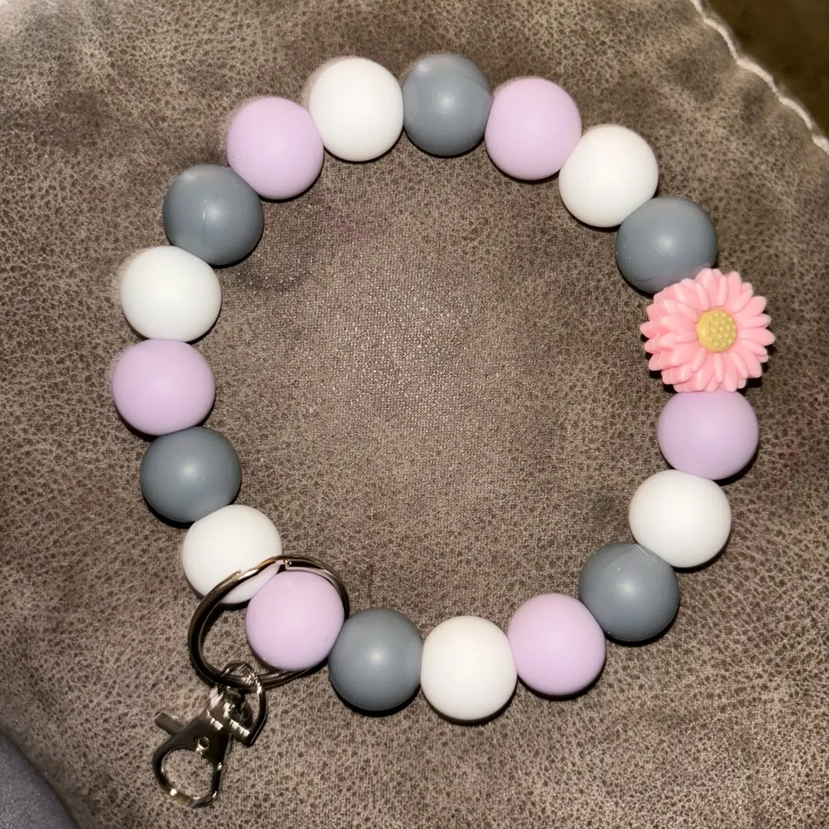 Pink flower wristlet