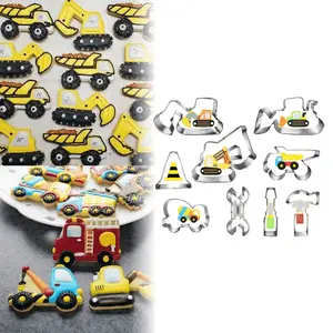 9pcs Engineering Vehicle Cookie Cutter | For Baking and Decorating Cookies, for Kids Construction Themed Birthday Party