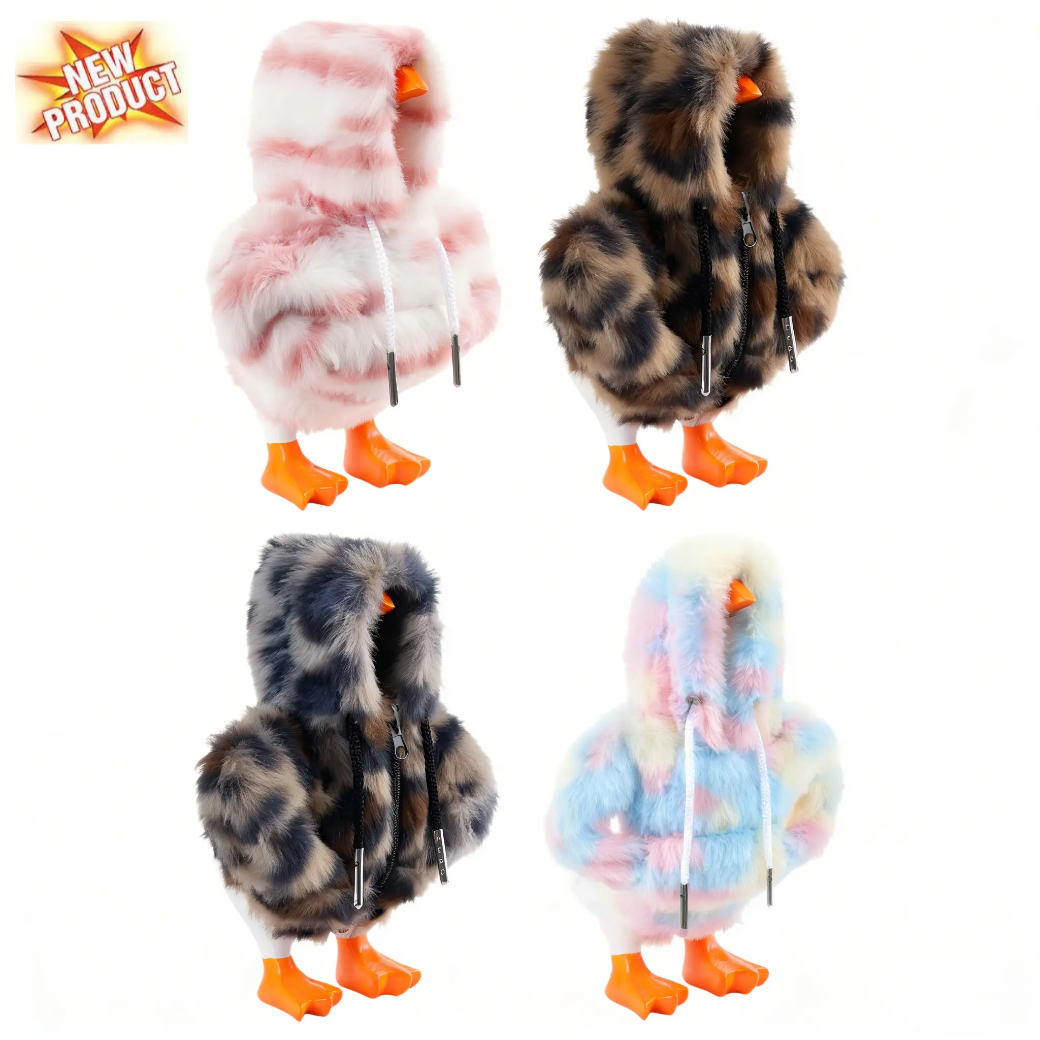7-Inch Candy Colored Plush Hoodie Outfits for Desk Goose - Easy Dressing Mini Desktop Decor Accessories for Magnetic Goose Statues, Fun Photo Prop for Holiday Gatherings