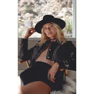 OAKLY-BLACK FRINGE WESTERN CROP JACKET