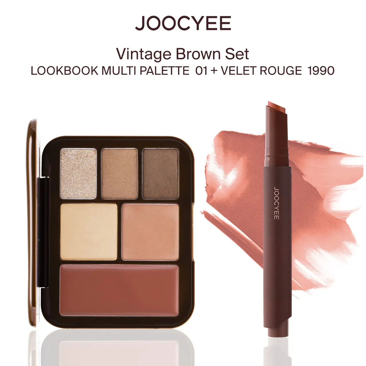 JOOCYEE Lookbook 7-in-1 Full Face Cosmetic Palette - Shimmer Eyeshadow, Contour, Radiant Illuminator, Blendable Coffee-Inspired Makeup for Eyes, Cheeks & Lips, 13.5g