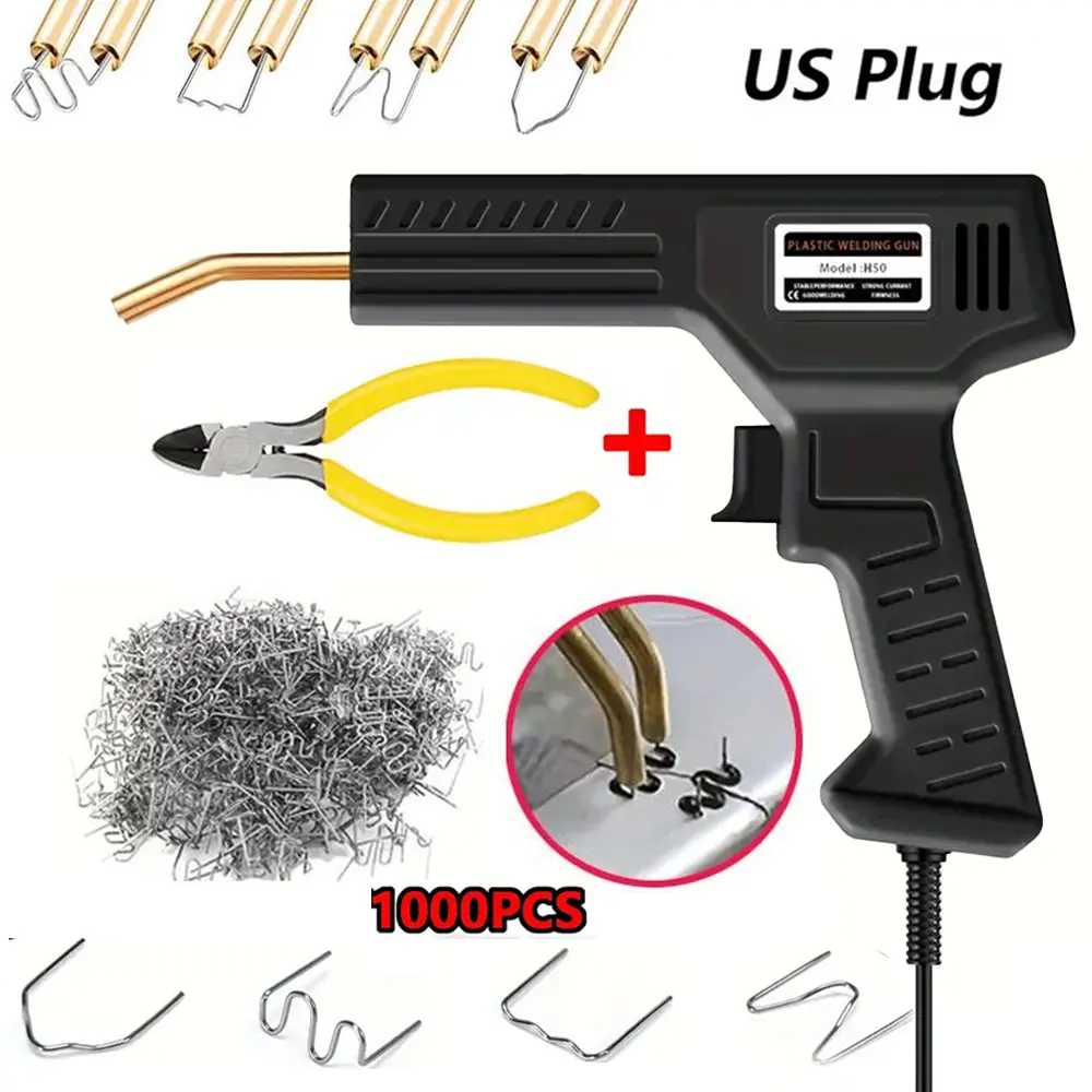 Plastic welding gun kit - with 1000 welding nails, easy to repair car bumpers and various plastic products, welding tools | ergonomically designed handle | suitable for welding kit for car bumper cracks, kayaks, plastic toys