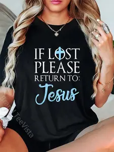 100% Cotton Unisex Jesus Christian T-Shirt - If Lost Please Return to: Jesus T T-Shirt Casual Vintage