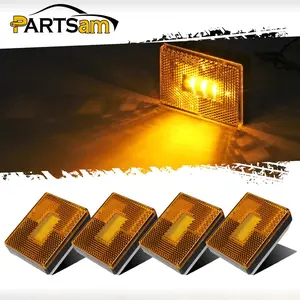 Partsam 4pcs Trailer RV Amber Side Marker Lights w reflex reflector, 2-4/5" Rectangular Stud-mount LED Clearance Lights for Utility Trailer Truck Camper