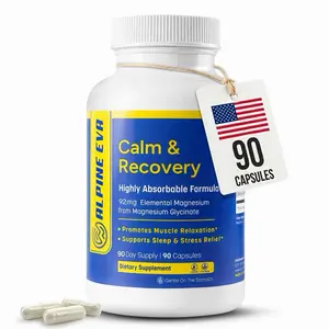 AlpineEva-Magnesium Glycinate Capsules 92mg, 90 Count – High Absorption Magnesium Supplement for Relaxation, Muscle & Nerve Support, Gentle on Stomach, Non-GMO, Daily Wellness Formula, Third party tested