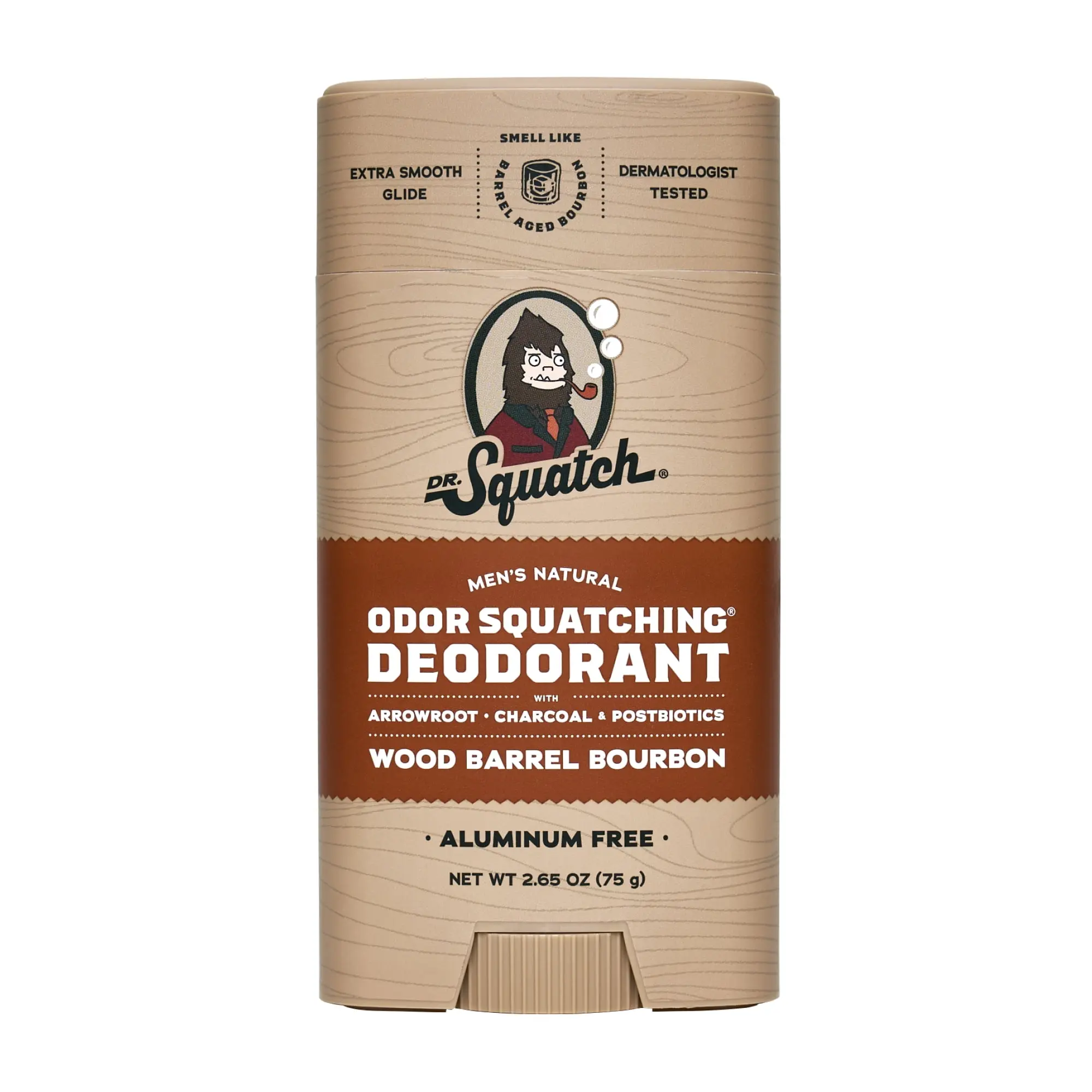 Dr. Squatch Mens Aluminum Free Deodorant, Natural Deodorant for Men, Wood Barrel Bourbon, 2.65 Oz