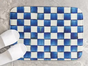 Mackenzie Childs Royal Check  Doormat ,Non Slip Front Door Mat Outside Absorbent Rubber