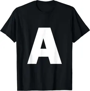 Men's Natural Cotton Short-Sleeve Round Neck T-Shirt - Fashion Menswear Graphic Shirt with Capital Letter A Monogram Initial, Soft Streetwear Sports Top, Shirts