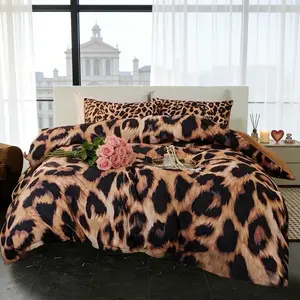 3-Piece Decorative Bedding Set Includes 1 Duvet Cover & 2 Pillowcases, Comfortable Furniture Essential, Leopard Print Pattern, Perfect Birthday Gift