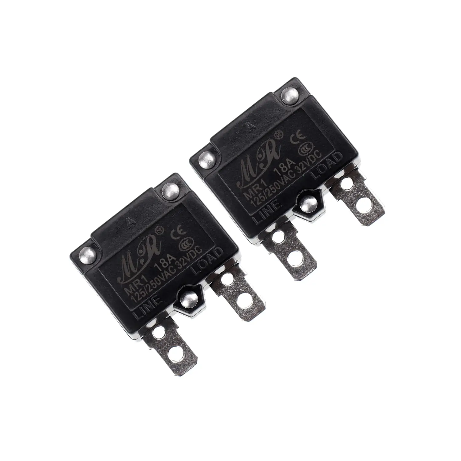 18 Amps Thermal Circuit Breakers 125/250VAC 32VDC Automatic Reset Relay Fuse Current Overload Protector Switch 18A 2 Pack