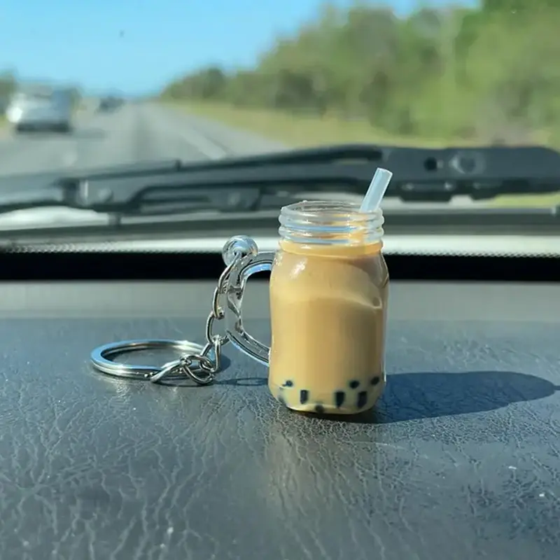 Cute Bubble Tea Bottle Shaped Acrylic Keychain, Creative Keychain for Car Keys, Key Ring Gift for Best Friend, Mini Bestie Bag Car Key Ring Pendant Ornament, Key Fob, Car Key Chains, Keychain for bags