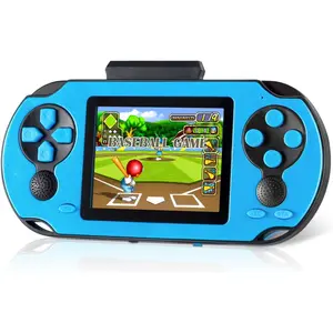 16 Bit Handheld Game  Kids Adults, 3.0'' Large Screen Preloaded 230 HD Classic Retro Video Games with USB Rechargeable Battery & 3 Game Cartridges  Birthday Gift  Kids 4-12 (Blue)