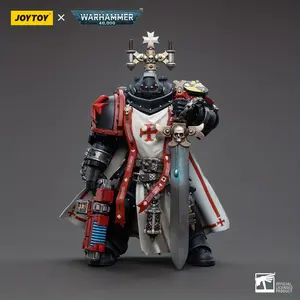 JOYTOY Official Articulated Super Sci-Fi Game Action Figure Warhammer 40K 1/18 Scale Black Armor Ancient Costume Black Templars Sword Brethren Brother lombast Desktop Display Gift JT4850