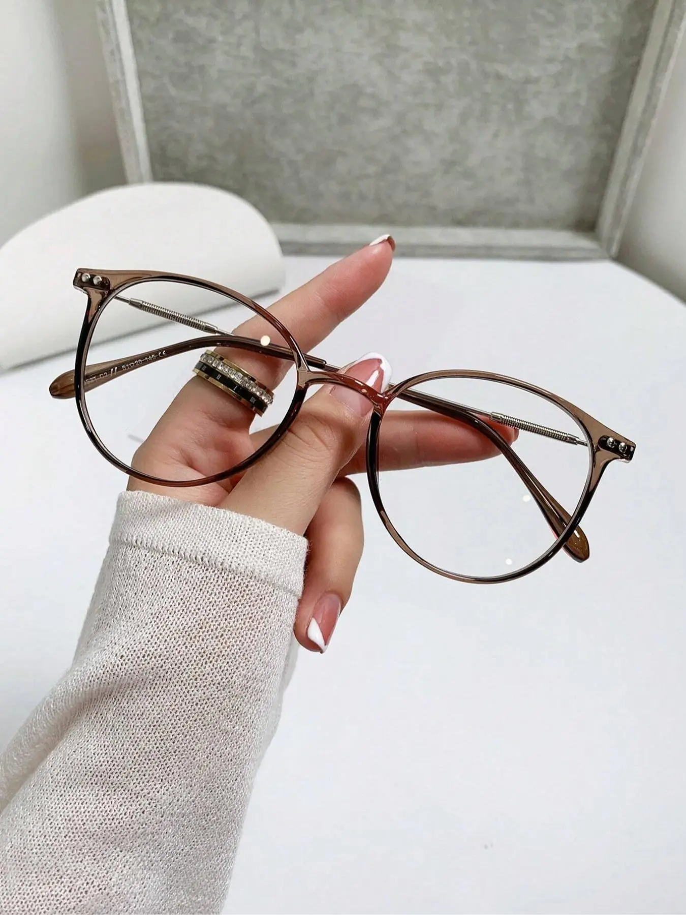 Women's Fashionable Oval Frame Anti-blue Light Glasses, Simple Style Plain Color Eyeglasses for Work, Daily Clothing Decor, Perfect for Student Daily Use, Trendy Casual Eyeglasses
