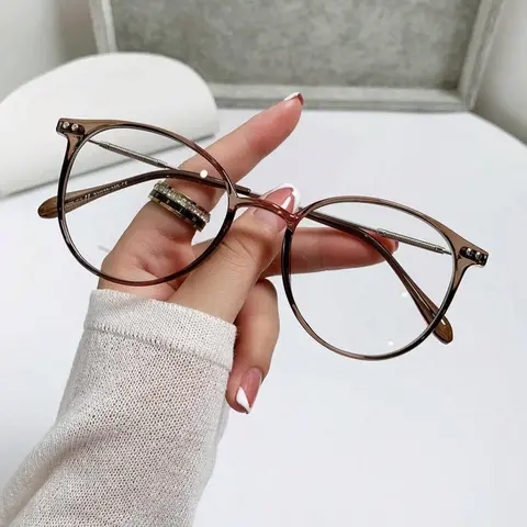 Women's Fashionable Oval Frame Anti-blue Light Glasses, Simple Style Plain Color Eyeglasses for Work, Daily Clothing Decor, Perfect for Student Daily Use, Trendy Casual Eyeglasses