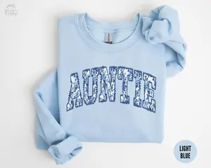 Toile Du Jouy Auntie Sweatshirt, Floral Aunt Crewneck, Pregnancy Announcement, New Aunt Gift,Sister Mothers Day Gift,Coquette Aunt Birthday Cotton Fabric