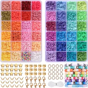 4800pcs Soft Clay Bead Set for Bracelets & Necklaces, DIY Jewelry Making Supplies, Handmade Craft Accessories, No Choking Hazard, Beads Charms Accessories