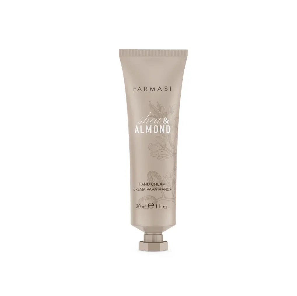 FARMASI Shea Butter & Almond Oil Hand Cream - Vegan Plant-Based Moisturizer with Natural Oils, Glycerin, Vitamins, Scent, 1 fl oz - Restores Radiant Skin, Delivers Moisture, Deep Hydration, Fast Absorption for Dry Sensitive Hands, Cruelty-Free Daily Care