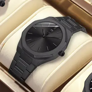 GOHUOS Luxury Business Men's Watch Gift Box Set High Quality Rose Gold Case Simple and Versatile Quartz Watch