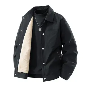 Men's Black Fleece Lined Jacket - Vintage Workwear Style, Fleece Lining, Everyday Comfortable Jacket