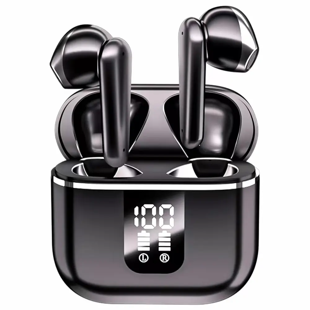 High Quality In-Ear Headphones - Waterproof Wireless Bluetooth Stereo Earbuds with LED Power Display, Noise Reduction, Hifi Sound, Universal Sync, Rechargeable for iOS/Android, Ideal for Outdoor Sports & Business Use, Black