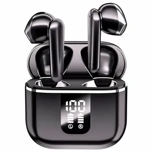 LED power display wireless in ear headphones, suitable for iOS, Android, mobile, sports, and business earbuds life Audio Bluetooth Black Headset Charging Connection Noise Stereo Sync Chargeable Electronic