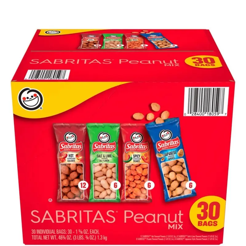 Peanut Variety Pack - 30 Bags of Peanuts, 0.5 oz Each, Total Weight 13 oz, Ideal for Snacks and Desserts - Protein