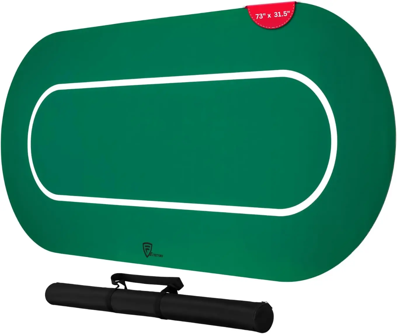 Feltectors Green Non-Slip Poker Table Mat 73 x 31.5 Casino Gaming Surface for Texas Hold'em & Card Games Durable Neoprene Topper with Carry Bag