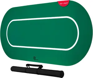 Feltectors Green Non-Slip Poker Table Mat 73 x 31.5 Casino Gaming Surface for Texas Hold'em & Card Games Durable Neoprene Topper with Carry Bag