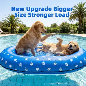 [Upgraded Weight Support]Dono Dog Float Raft - Large Bone-Blue Inflatable Swimming Float for Summer, Portable Pool Floaters with Sturdy Fabric Covering, Cute Cooling Toys for Small Medium Large Dogs