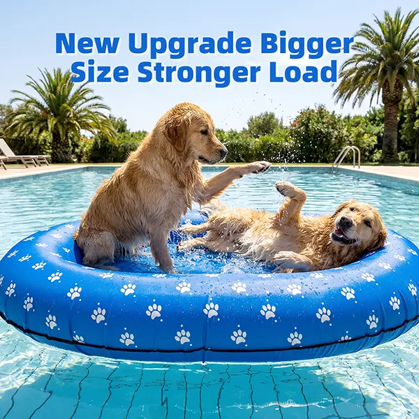 Dono Large Blue Bone Inflatable Pool Float Raft - Sturdy Fabric-Covered Portable Dog Swimming Pool Accessory, Canine Cooling Toy for Medium/Large Dogs, Ideal for Summer Water Fun, Pool Floats