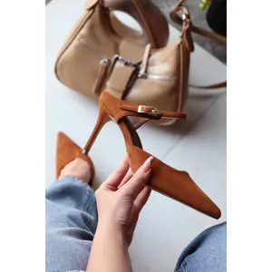 Kaley Mule Heel Pumps - Tan