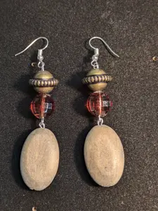 Vintage Upcycled Wood Bead Earrings - Dangles