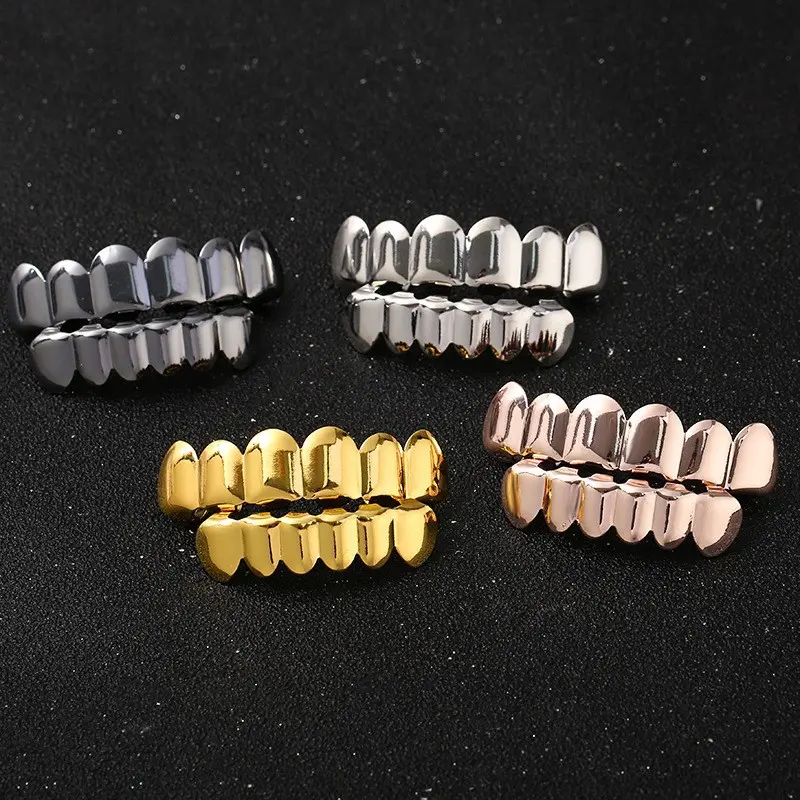 Metallic Hip Hop Dental Kit - Multi-Colored Upper and Lower Braces, for Party, Role-Playing Costume Accessories