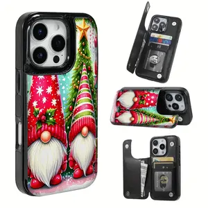 Santa Claus top hat phone case with card slot and multi-functional design, suitable for bank cards and transit cards. Compatible with iPhone 17/16/15/14/13/12 Pro Max Plus and Air series. An ideal gift for friends and family during Halloween, Christmas, a