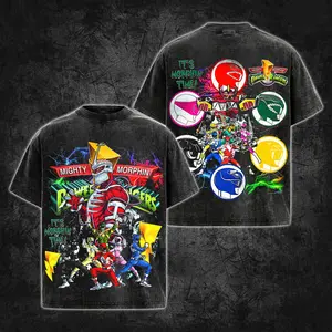 [Verse] Power Rangers Premium Cotton T-Shirt V2, Power Rangers Fans Club T-Shirt, Character Team Image Fans Shirt, Colorful Superhero T-Shirt, Retro Action Fans T-Shirt, Superhero Graphic Tee.