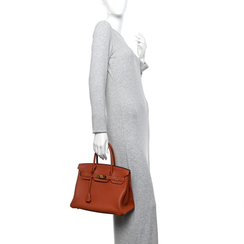 Pre-owned HERMÈS Leather Travel Bags Togo Birkin 30 Cuivre