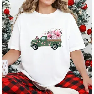 Spring Truck T-Shirt | Pink Flowers and Butterflies Graphic | Soft Unisex Tee