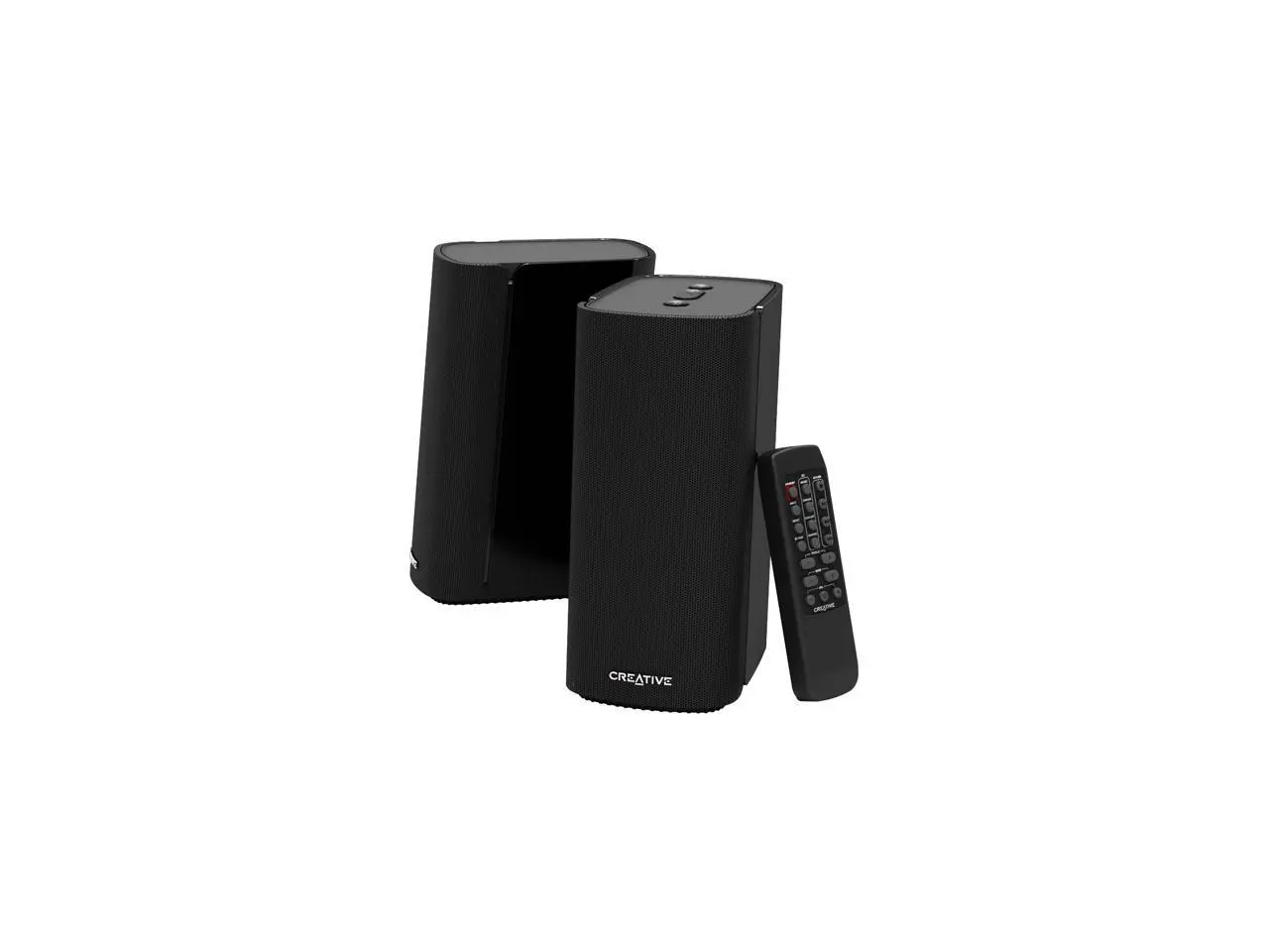 Creative T100-2.0 Compact Hi-Fi Desktop Speakers, up to 80W Peak Power with Bluetooth 5.0, Optical-in, AUX-in, Wide Soundstage and Audio Clarity with Bass Control for Computers and Laptops (Black)
