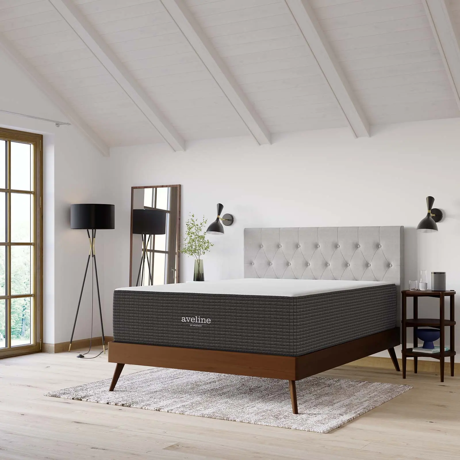 Modway Aveline 16" Memory Foam Queen-Size Mattress, White Bedding Mattress for Bedroom Use
