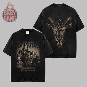 [Baby Gang] Slipknot "Welcome to 1999" V2 Metal Band Vintage Heavy Washed Men's T-shirt Unisex Oversize Rock NuMetal Band Cotton Gift For Rock Music Lovers Grunge Y2K Outfits Vintage 90s Graphic