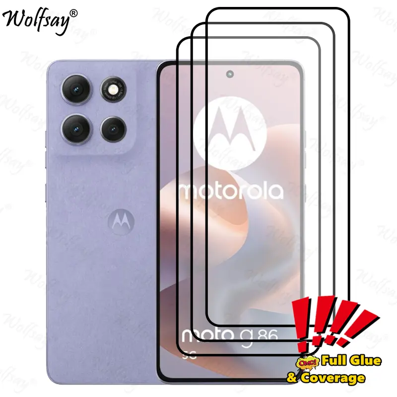 Full Cover Glue Screen Protector For Motorola Moto G86 Tempered Glass For Moto G86 G 86 5G Glass For Moto G86 Glass 6.67 inch