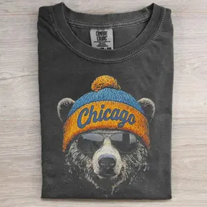 Chicago Football Comfort Colors T-Shirt, Vintage Mascot Football Tee, Retro Game Day Outfit, Unisex, Fans Gift